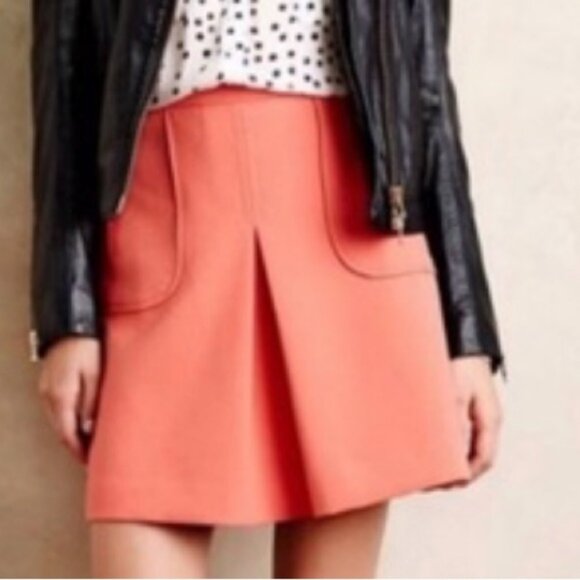 Maeve | Pink Cheri Classic Basic Zipper Pleated Mini Skirt - Picture 2 of 5